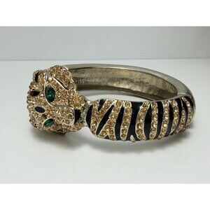 Vintage Chunky Gold Tone Statement Bangle Bracelet Size 7 Costume Jewelry